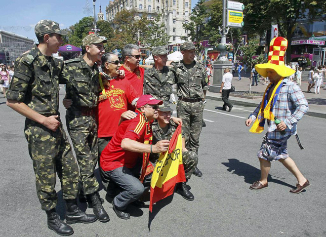 As� se vive en Kiev las horas previas a la gran final de la Eurocopa entre Espa�a e Italia.