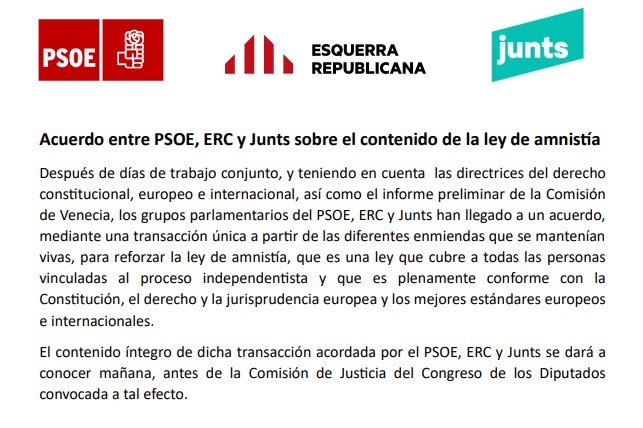Pedro Sánchez y el PSOE llegan a un acuerdo con Junts y ERC: la ley de ...