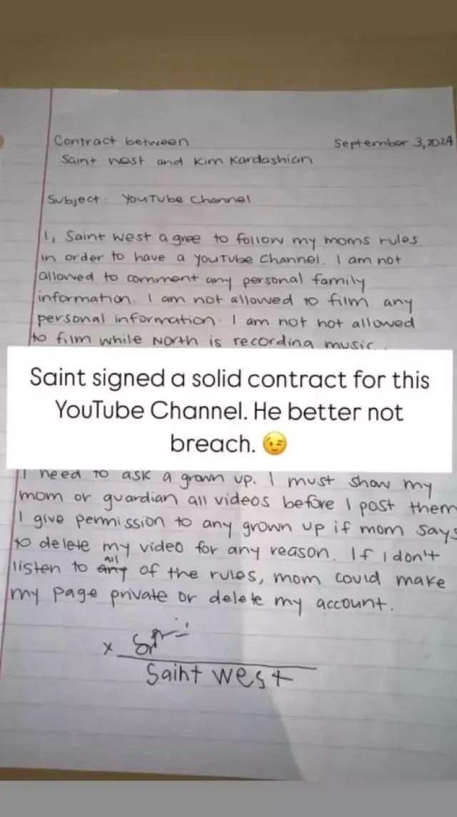 Kim Kardashian hace firmar a su hijo un contrato para abrirse un canal en YouTube: "M�s le vale no incumplirlo"